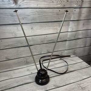 Vintage rabbit ears TV antenna, brown,  extends - MCM